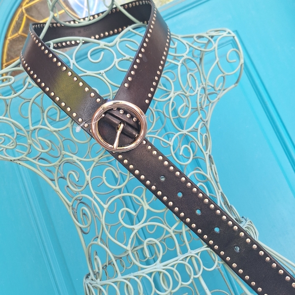 Genuine Italian Leather Studded Belt Womens - Picture 2 of 16